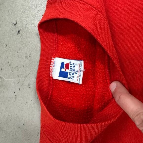 Vintage Russel Athletic Diagonal Split Red / Gray Corvette Sweatshirt Sz XL READ - Picture 6 of 6
